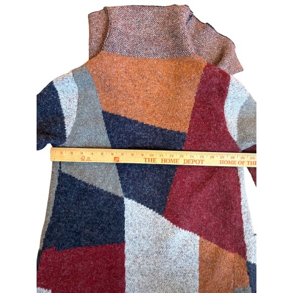 MaxSport Geometric Colorblock Open Cardigan Soft Sweater Cozy Small Womens 36" - Picture 9 of 11